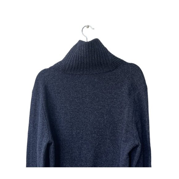 J.Crew SzL Navy Blue Shawl Collar Lambs Wool Button Pullover Sweater - Picture 5 of 9